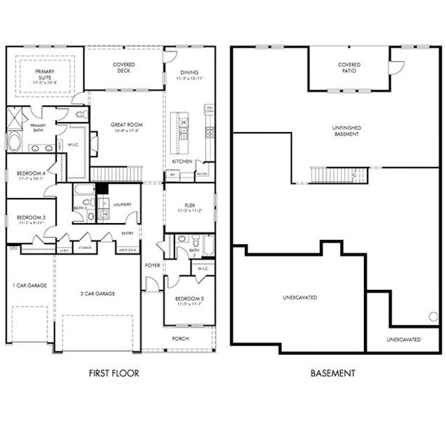 2D floor plan layout for the Foxwood Basement by Meritage Homes in Vines at Mill Creek - Legacy Series, Braselton, GA (Image 2).