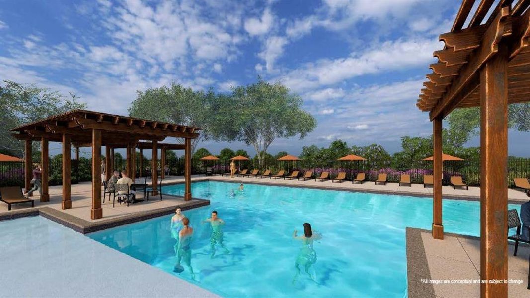 Pool with a patio area and a pergola