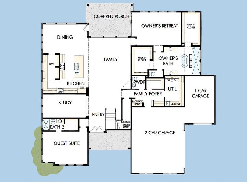 2D floor plan layout for the The Braywood by David Weekley Homes in Whyburn Estate Series, Flower Mound, TX (Image 3).