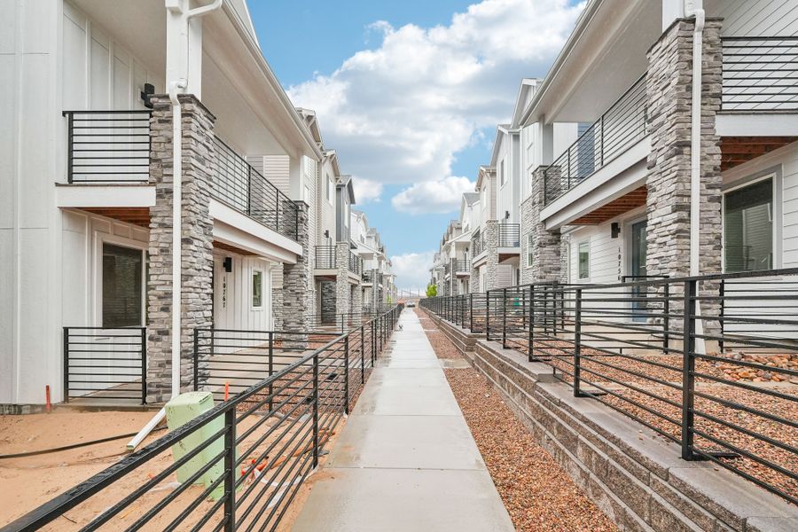 Exterior details and patio area of a home in Parkside at Victory Ridge, Colorado Springs (Image 23).