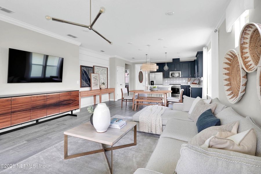 Furnished interior view inside a new home in Del Webb Wildlight, Yulee (Image 6).