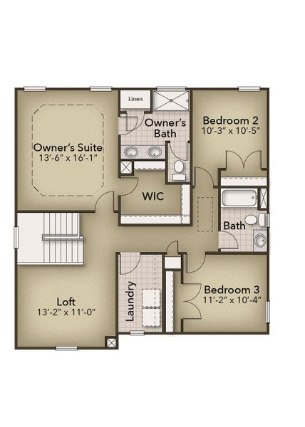 2D floor plan layout for the The Maple by Chesapeake Homes in Highgate, Clayton, NC (Image 6). 2D floor plan layout for the The Maple by Chesapeake Homes in Highgate, Clayton, NC (Image 6).