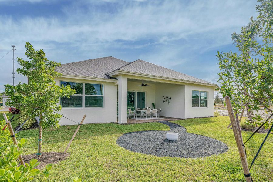 2D floor plan layout for the Aurora by GHO Homes in High Pointe, Vero Beach, FL (Image 130).