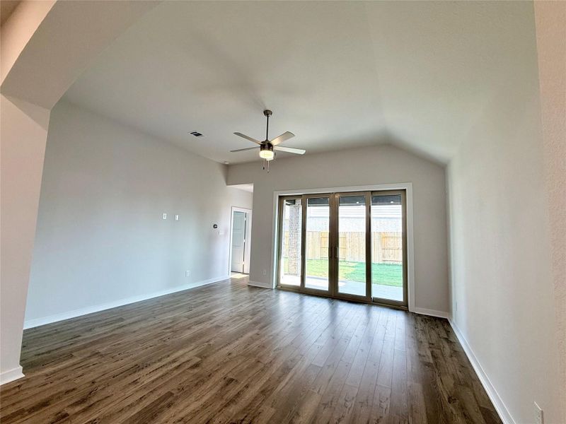 Sliding glass doors bring a lot of natural lighting