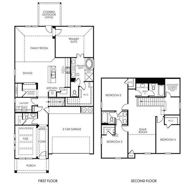 2D floor plan layout of this home in Riviera Pines - Premier Series, Huffman, TX (Image 3). 2D floor plan layout of this home in Riviera Pines - Premier Series, Huffman, TX (Image 3).