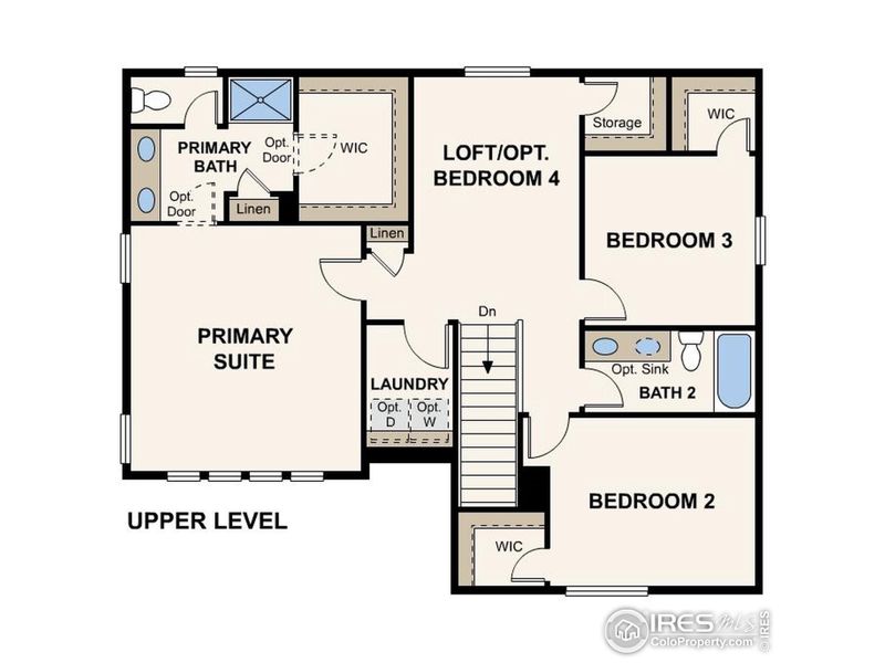 2D floor plan layout of this home in The Overlook at Johnstown Farms, Johnstown, CO (Image 3).