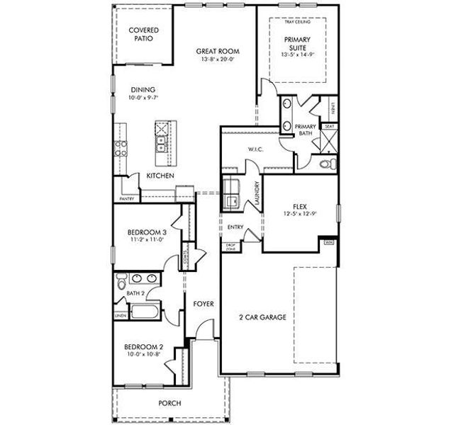 2D floor plan layout of this home in Brighton Springs, York, SC (Image 3).