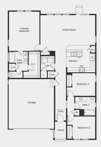 2D floor plan layout for the 1590 by KB Home in The Nest Classic at Canyon Creek, Erie, CO (Image 3).