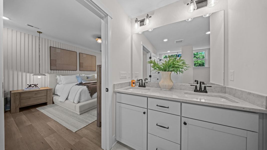 Representative furnished interior of a home built from the Harlow by DRB Homes in Bayberry, Raleigh (Image 51).