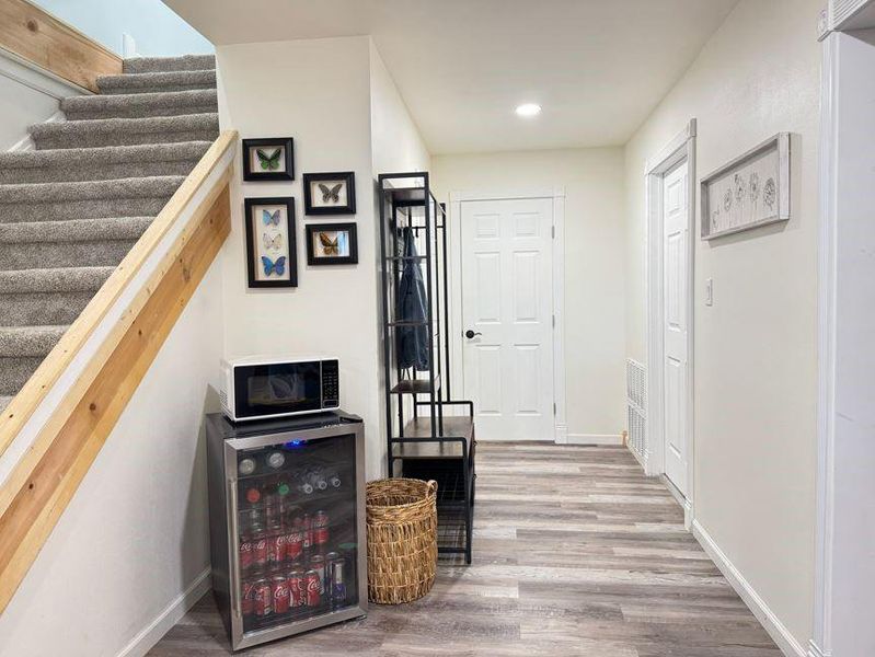 Hallway to panty half bath and Laundry room