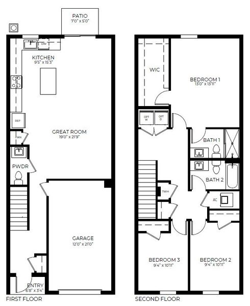2D floor plan layout for the Bella by D.R. Horton in Blossom Trail, Greenacres, FL (Image 3). 2D floor plan layout for the Bella by D.R. Horton in Blossom Trail, Greenacres, FL (Image 3).
