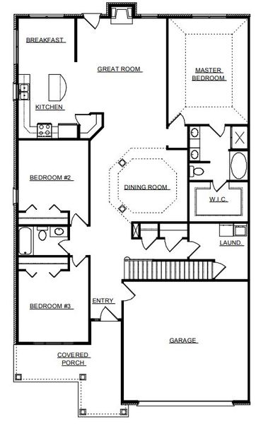 2D floor plan layout for the The Wellington by Sentinel Builders, Inc. in Joshua’s Landing, Knoxville, TN (Image 2).