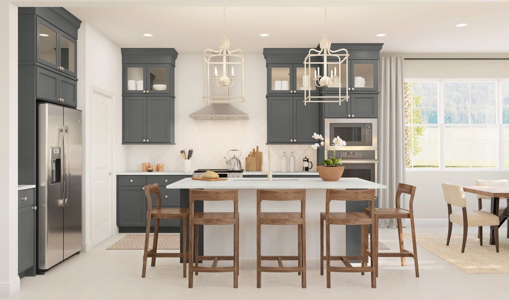 Kitchen with center island and pendant lighting