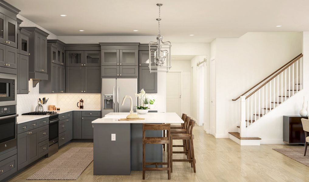 Kitchen with pendant lights