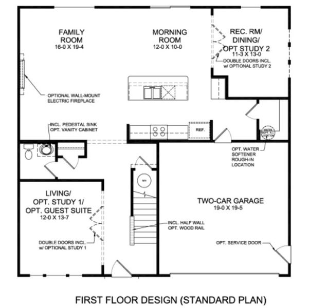 2D floor plan layout for the Jensen by Fischer Homes in Three Rivers, Euharlee, GA (Image 4).