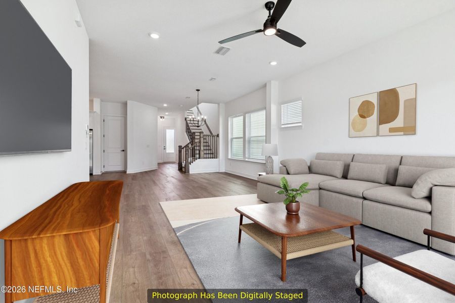 Furnished interior view inside a new home in Granville at eTown 38', Jacksonville (Image 6). Furnished interior view inside a new home in Granville at eTown 38', Jacksonville (Image 6).