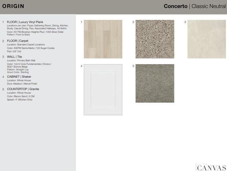 21835 Canyon Moon Lane design selections. Home is currently under construction and selections are subject to change.