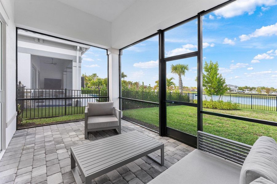 Exterior details and patio area of a home in Avondale at Avenir, Palm Beach Gardens (Image 3).