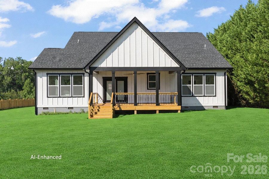 Rear view showing the covered rear deck