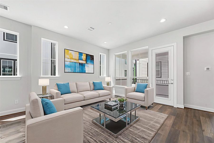 Furnished interior view inside a new home in The Corner At Buffalo Pointe, Houston (Image 12). Furnished interior view inside a new home in The Corner At Buffalo Pointe, Houston (Image 12).