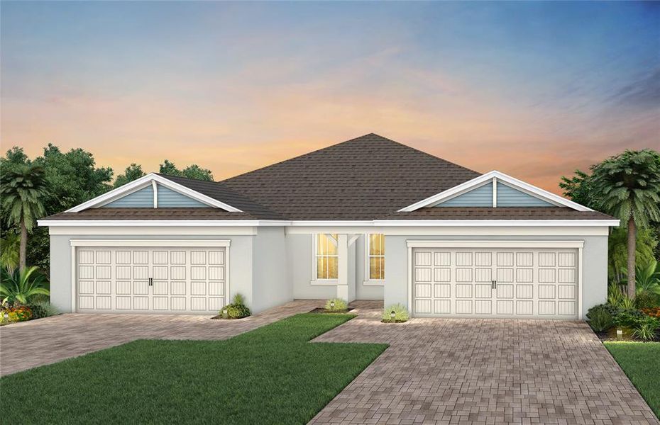 Exterior Design. Artistic rendering for this new construction home. Pictures are for illustrative purposes only. Elevations, colors and options may vary.