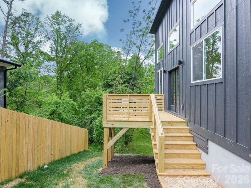 Exterior details and patio area of a home in , Asheville (Image 25).