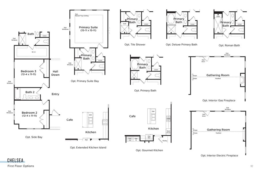 2D floor plan layout for the Chelsea by DRB Homes in Mason Glenn, Franklinton, NC (Image 5).