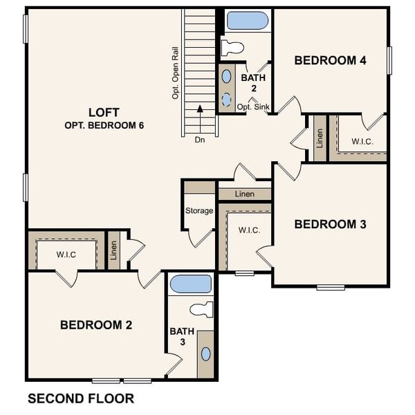 2D floor plan layout of this home in Cinco Lakes, San Antonio, TX (Image 4).