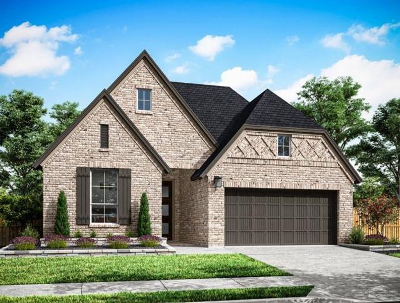 Front exterior of a new home in Woodson’s Reserve, Spring, TX, highlighting curb appeal (Image 1). Front exterior of a new home in Woodson’s Reserve, Spring, TX, highlighting curb appeal (Image 1).