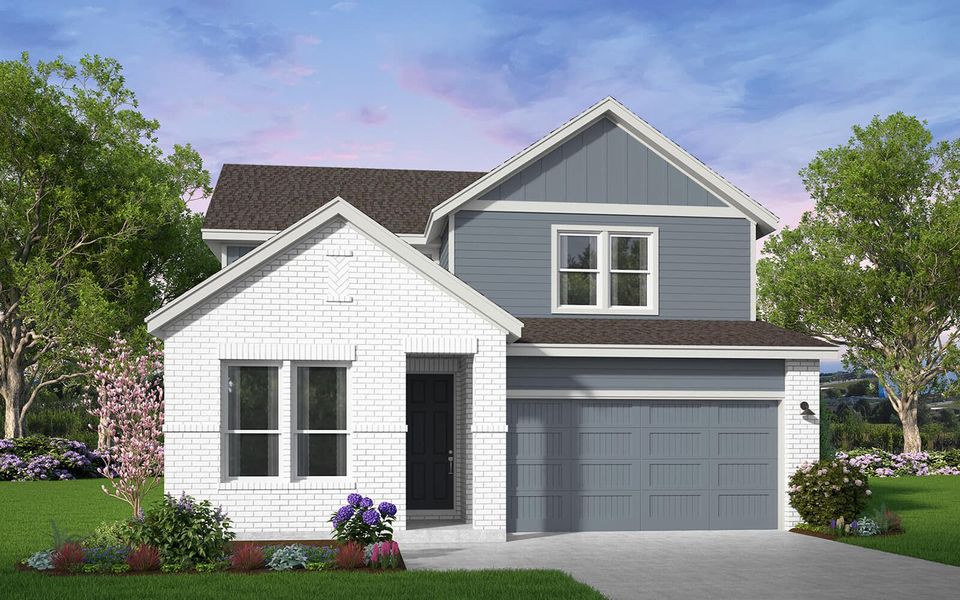 Representative exterior photo of a completed home built from the Lantana by Brookfield Residential in 45' Traditional Homes at Elyson, Katy, TX (Image 5). Representative exterior photo of a completed home built from the Lantana by Brookfield Residential in 45' Traditional Homes at Elyson, Katy, TX (Image 5).