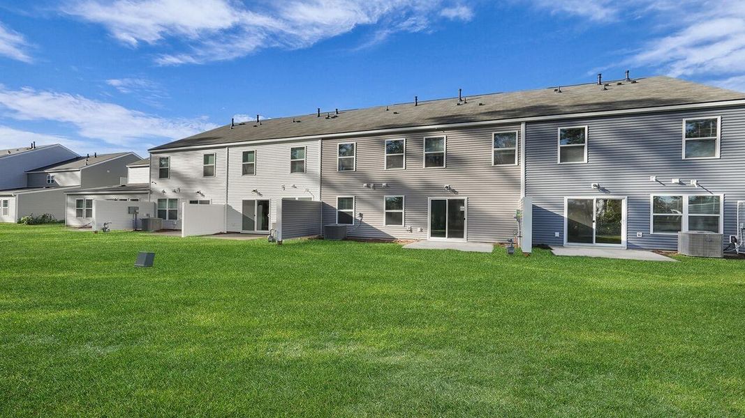 Exterior details and patio area of a home in Pine Hills Townhomes at Cane Bay, Summerville (Image 3). Exterior details and patio area of a home in Pine Hills Townhomes at Cane Bay, Summerville (Image 3).