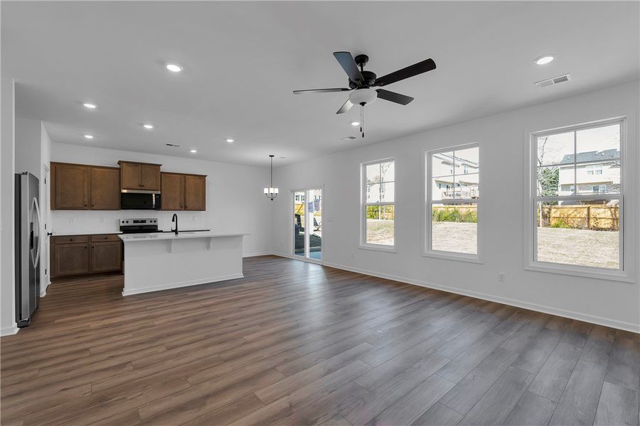 This open concept living space features a modern k