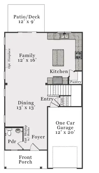 2D floor plan layout for the Metcalf by McKee Homes in Bedford, Raeford, NC (Image 3).