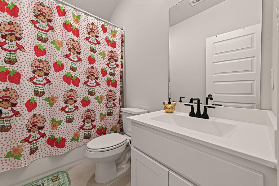 Upstairs secondary bathrooms with tub and shower combination Upstairs secondary bathrooms with tub and shower combination