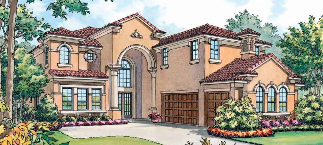 Representative exterior photo of a completed home built from the The Tuscan by ABD Development in Toscana, Palm Coast, FL (Image 1). Representative exterior photo of a completed home built from the The Tuscan by ABD Development in Toscana, Palm Coast, FL (Image 1).