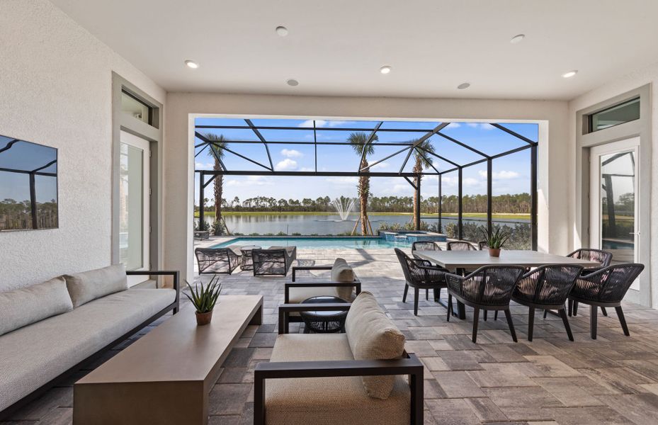 Covered lanai with water views