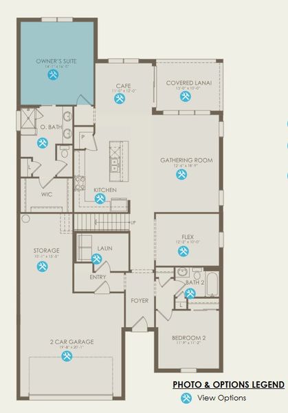 2D floor plan layout for the Mystique Grande by Del Webb in Del Webb Catalina, Lakewood Ranch, FL (Image 5).