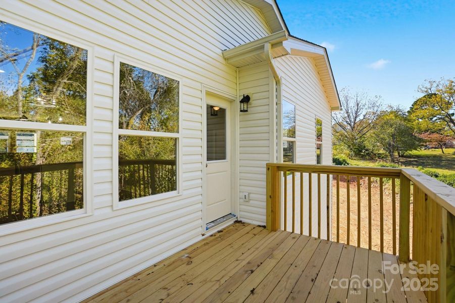 Back Deck overlooking private wooded back yard Back Deck overlooking private wooded back yard