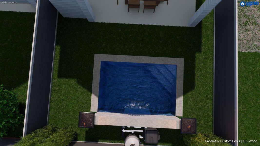 Rendering of potential pool design. Rendering of potential pool design.