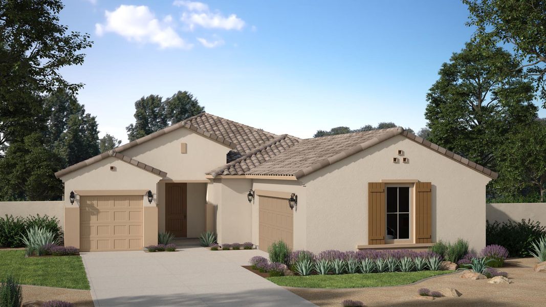 Representative exterior photo of a completed home built from the Hualapai by Risewell Homes in Bentridge - Peak Series, Buckeye, AZ (Image 4).