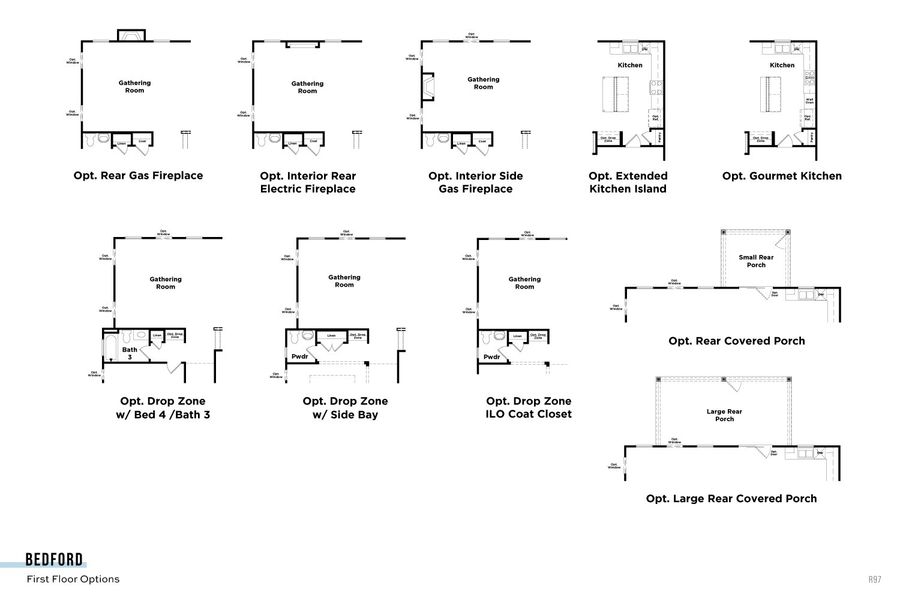 2D floor plan layout for the Bedford by DRB Homes in Ridgewood, Shelbyville, TN (Image 5).