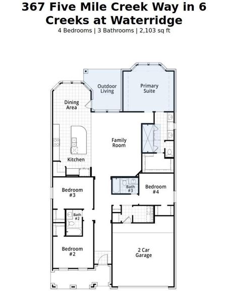 2D floor plan layout of this home in 6 Creeks at Waterridge: 55ft. lots, Kyle, TX (Image 3). 2D floor plan layout of this home in 6 Creeks at Waterridge: 55ft. lots, Kyle, TX (Image 3).