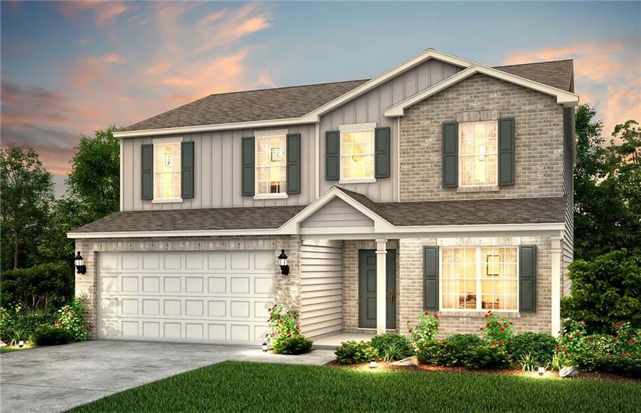 Front exterior of a new home in Anderson Point, McDonough, GA, highlighting curb appeal (Image 1).