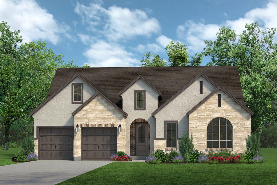 Representative exterior photo of a completed home built from the Brazos by Sandlin Homes in Green Meadows, Celina, TX (Image 2). Representative exterior photo of a completed home built from the Brazos by Sandlin Homes in Green Meadows, Celina, TX (Image 2).