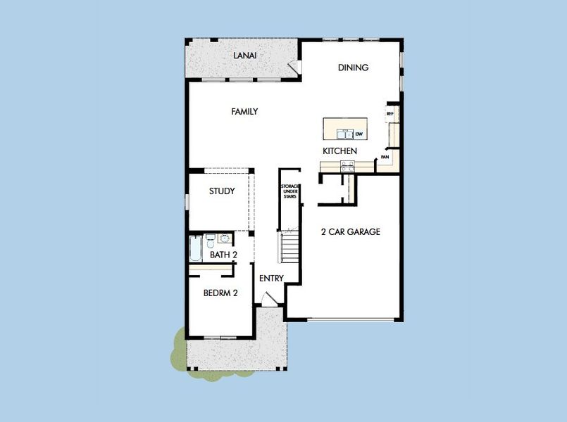 2D floor plan layout for the The Isla by David Weekley Homes in Palmeras at Crossprairie – The Grove Collection, St. Cloud, FL (Image 3).