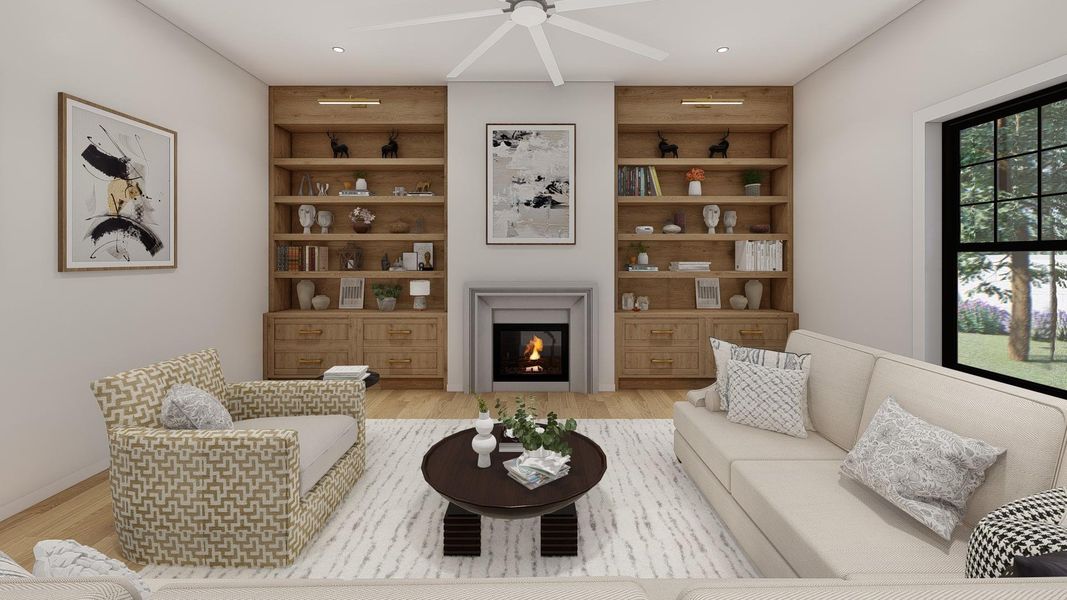 Living Room These are Pre-Build Renderings, the home will vary from this photo.