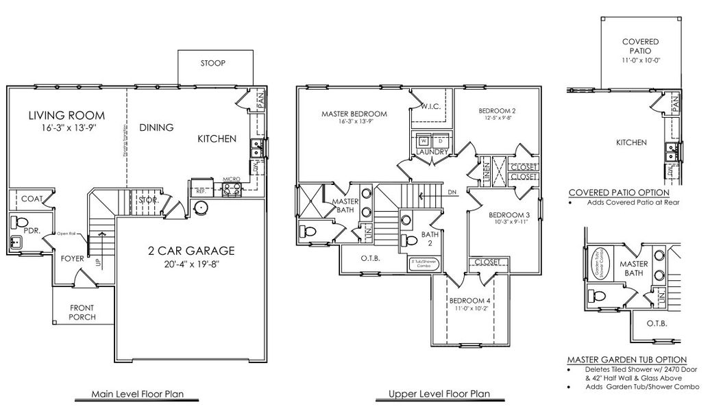 2D floor plan layout for the Highland by Haven Builders in Evergreen Hills, Nashville, TN (Image 2).