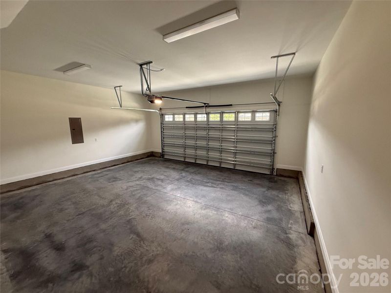 The two-car garage is completely finished.