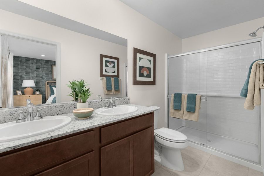 Dual-sink vanity at primary bath Dual-sink vanity at primary bath