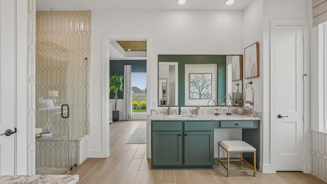 Representative furnished interior of a home built from the Sydney by Chesmar Homes in Westland Ranch, League City (Image 45).